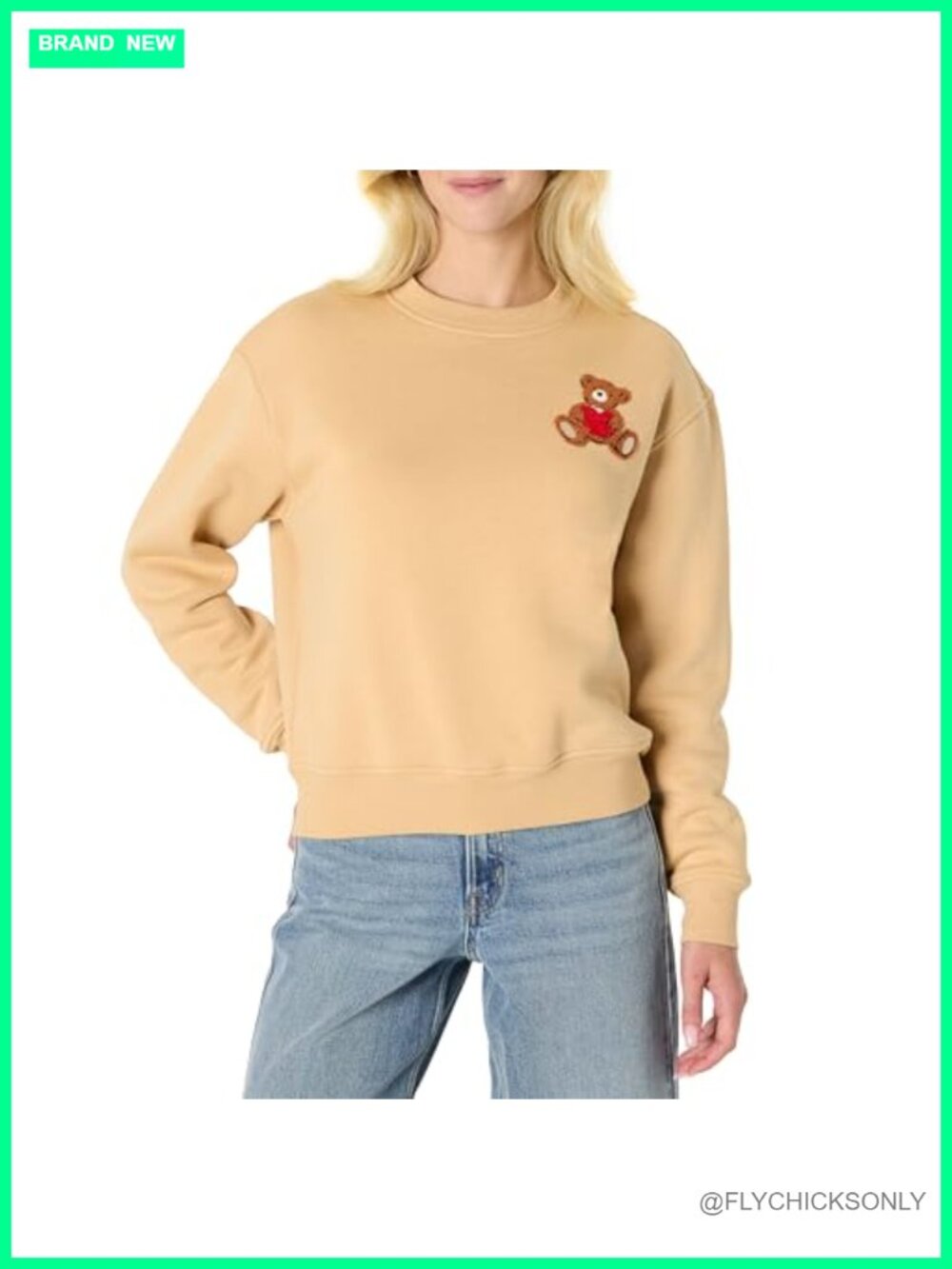 Boxy Drop Shoulder Crewneck Sweatshirt Relaxed Fit Mid-Weight Fleece